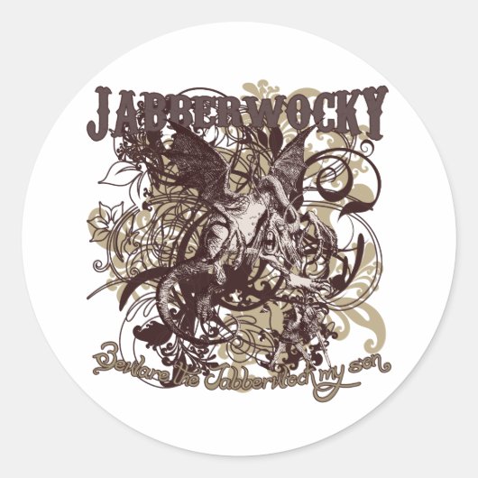 Jabberwocky carnaval stijl ronde sticker (Voorkant)
