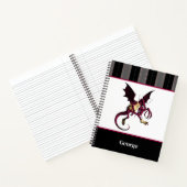 Jabberwocky Dragon met monogram en zwarte strepen Notitieboek (Binnen)