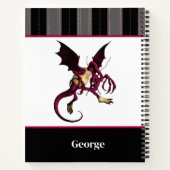 Jabberwocky Dragon met monogram en zwarte strepen Notitieboek (Achterkant)
