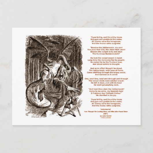 Jabberwocky Poem van Lewis Carroll Briefkaart (Voorkant)