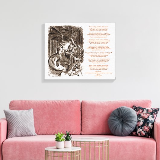 Jabberwocky Poem van Lewis Carroll Canvas Afdruk (Insitu (Woonkamer))