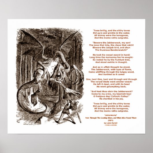 Jabberwocky Poem van Lewis Carroll Poster (Voorkant)