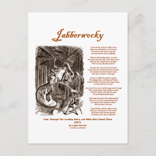 Jabberwocky Poem van Lewis Carroll (Zwarte Adder) Briefkaart (Voorkant)