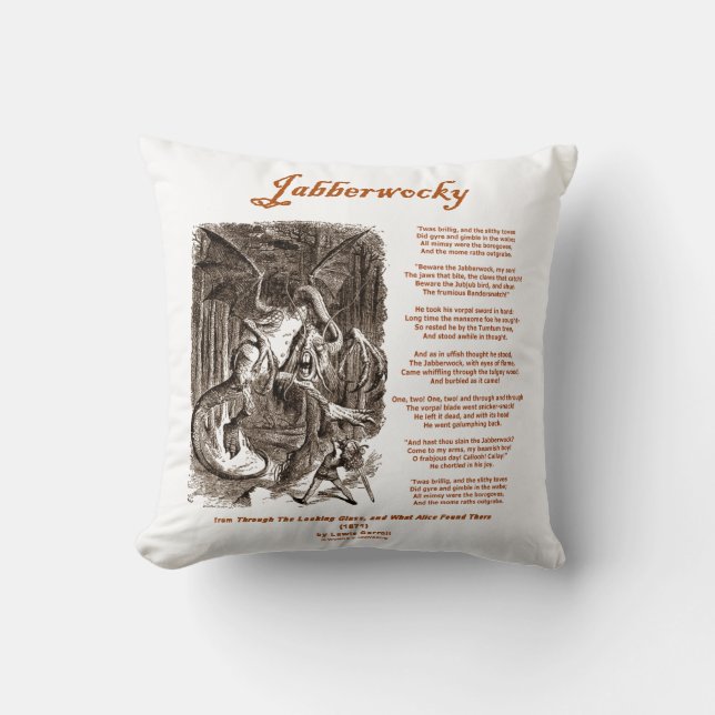Jabberwocky Poem van Lewis Carroll (Zwarte Adder) Kussen (Voorkant)