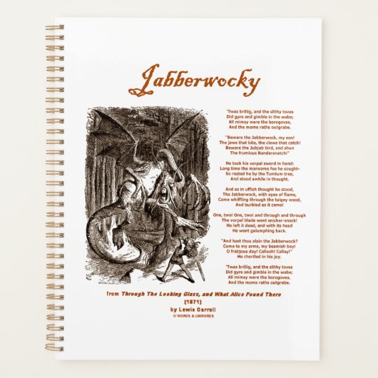Jabberwocky Poem van Lewis Carroll (Zwarte Adder) Planner (Voorkant)