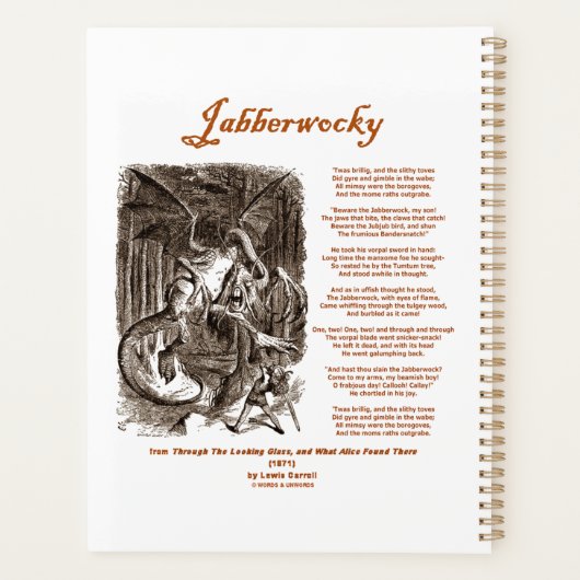 Jabberwocky Poem van Lewis Carroll (Zwarte Adder) Planner (Achterkant)