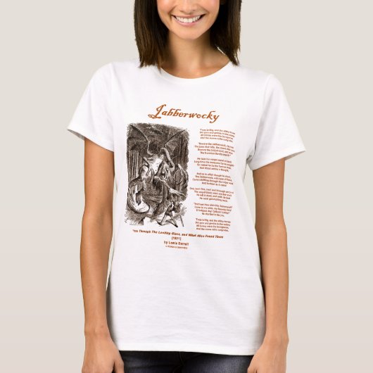 Jabberwocky Poem van Lewis Carroll (Zwarte Adder) T-shirt (Voorkant)