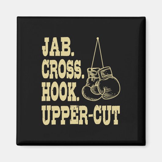 Jabs. Kruis. Hook. Boxing-trainer bovenaan Magneet (Voorkant)