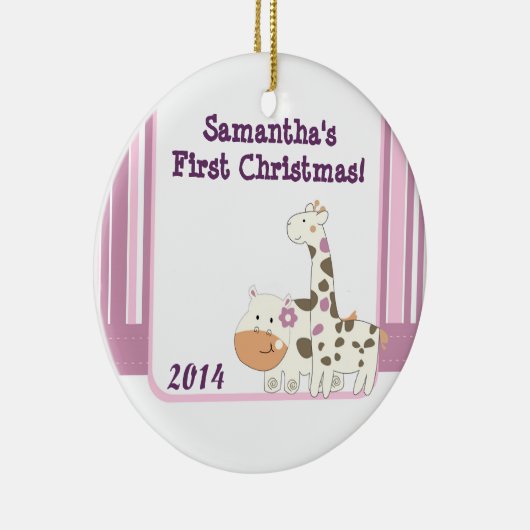 Jacana Oerwoud Giraffe Gepersonaliseerde naam Orna Keramisch Ornament (Rechts)