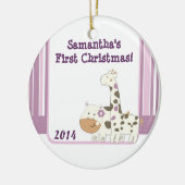 Jacana Oerwoud Giraffe Gepersonaliseerde naam Orna Keramisch Ornament (Links)