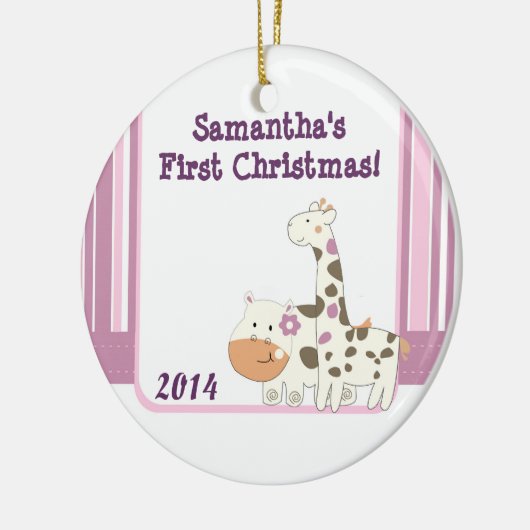 Jacana Oerwoud Giraffe Gepersonaliseerde naam Orna Keramisch Ornament (Links)