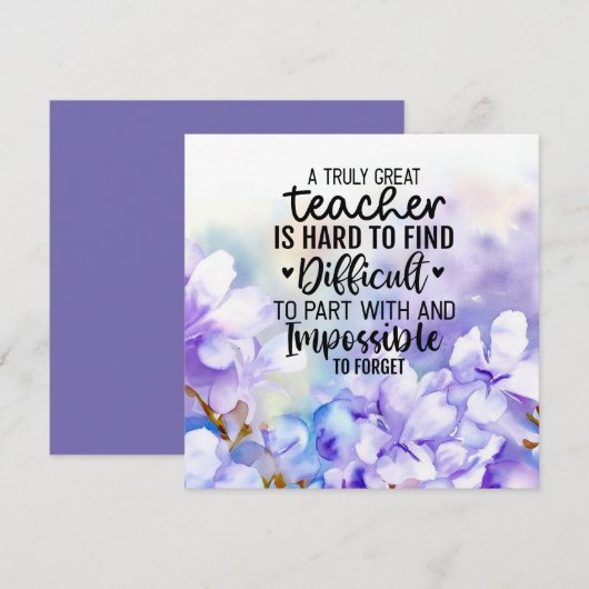 Jacaranda bloemen voor leraar bedankkaart (Voorkant / Achterkant)