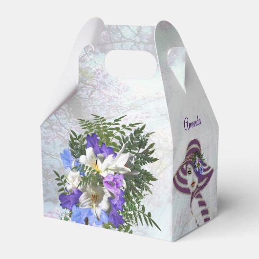 Jacaranda Bloesems & Lelie Boeket Cadeau Doos Bedankdoosjes (Achterkant)