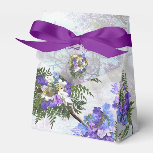 Jacaranda-bloesems & lelieboeket bedankdoosjes (Voorkant Zijde)
