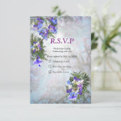 Jacaranda Blooms en Lily Bouquet RSVP Kaartje (Staand voorkant)