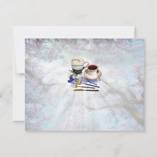 Jacaranda Blooms en Lily Bouquet Theme Kaart (Achterkant)