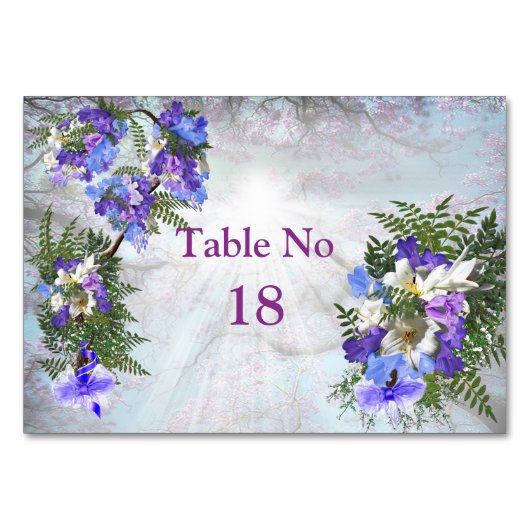 Jacaranda Blooms en Lily Bouquet Theme Kaart (Voorkant)