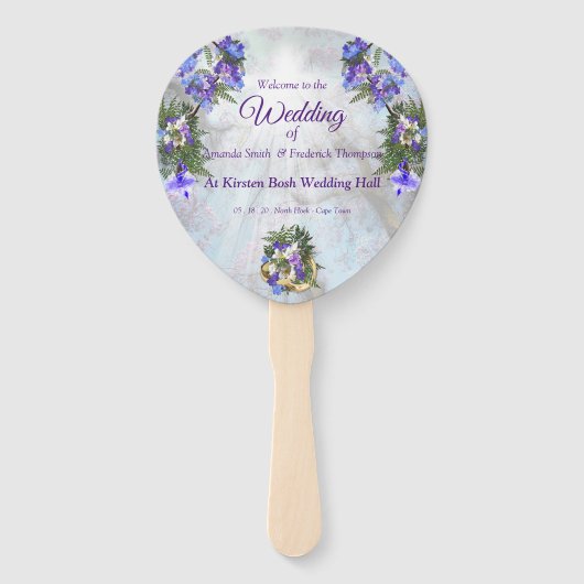 Jacaranda Blooms & Lily boeketfans Handwaaier (Voorkant)