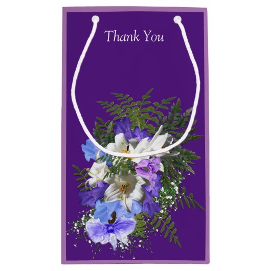 Jacaranda Blooms & Lily Bouquet Gift Bag Klein Cadeauzakje (Achterkant)