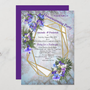 Jacaranda Blooms & Lily Bouquet Party Kaart