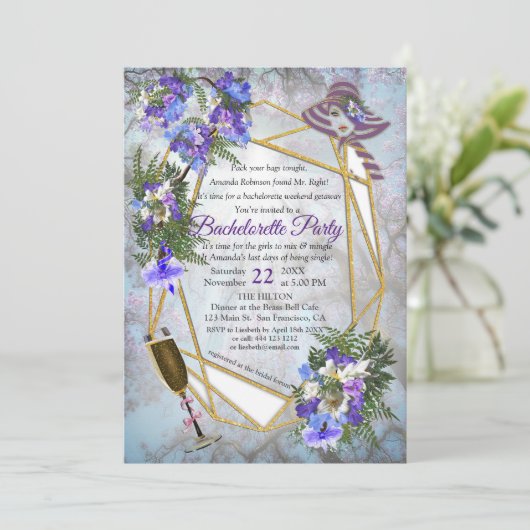 Jacaranda Blossom Bachelorette Party Kaart (Staand voorkant)