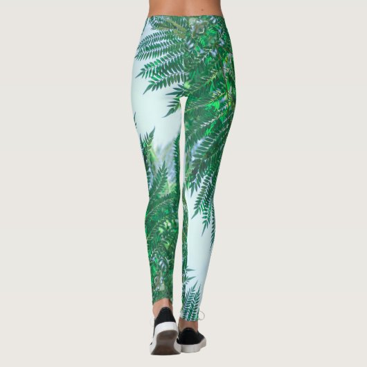 Jacaranda Boom Bladeren Groene Kleuren Leggings (Achterkant)