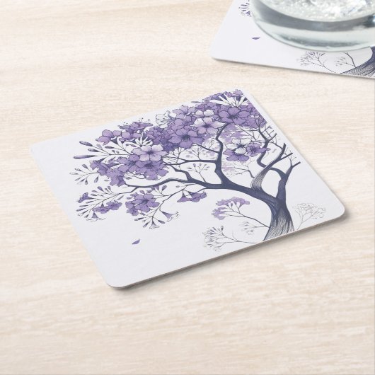 Jacaranda en flor kartonnen onderzetters (Schuin)
