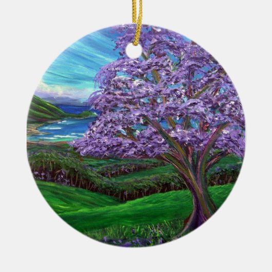 Jacaranda landinwaarts keramisch ornament (Voorkant)