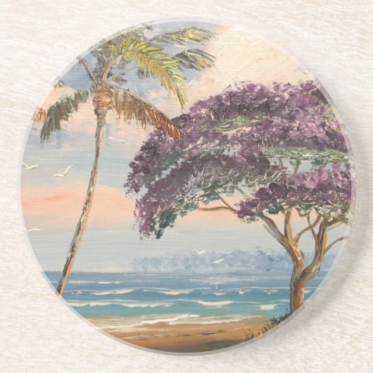 Jacaranda op het strand zandsteen onderzetter (Voorkant)