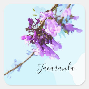 Jacaranda Paarse Australia Flowers waterverf Vierkante Sticker