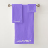 Jacaranda paarse kleurnaam bad handdoek (Insitu)
