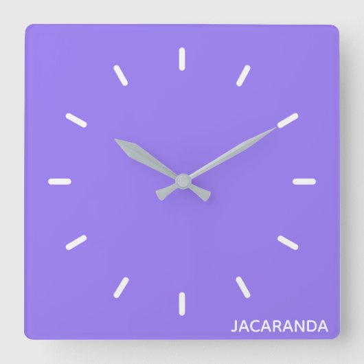 Jacaranda paarse kleurnaam vierkante klok (Voorkant)