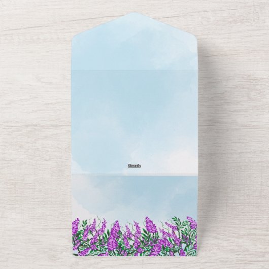 Jacaranda Sky Blue All in One Wedding Uitnodigen All In One Uitnodiging (Buitenkant)