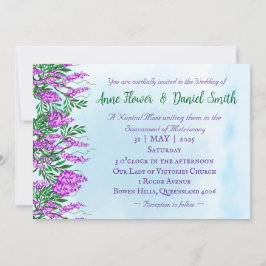 Jacaranda Sky Blue Katholieke bruiloft uitnodiging