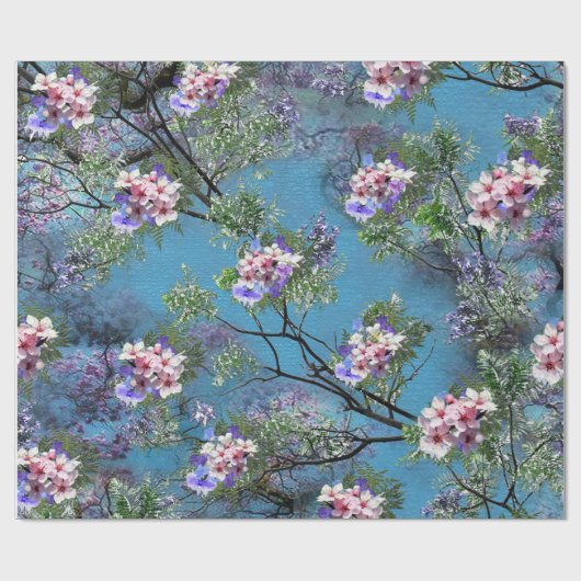 Jacaranda Spring Blooms herhalen patronen Cadeaupapier (Vlak)