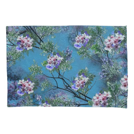 Jacaranda Spring Blooms herhalen patronen Kussensloop (Voorkant)