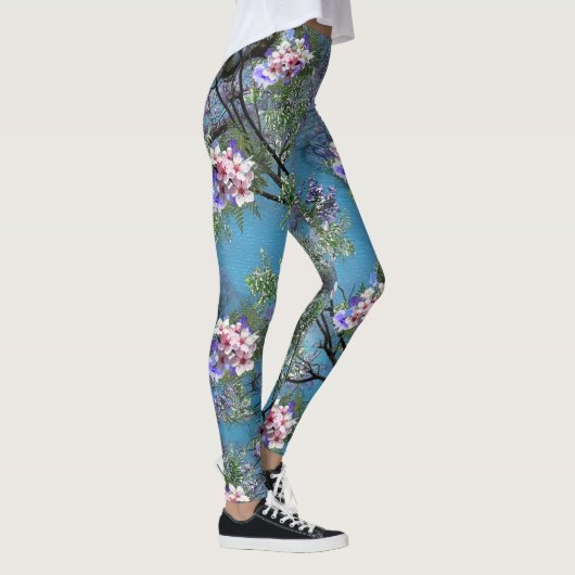 Jacaranda Spring Blooms herhalen patronen Leggings (Rechts)