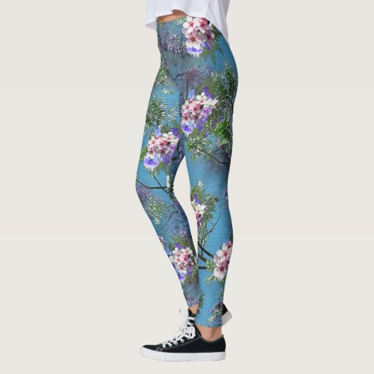Jacaranda Spring Blooms herhalen patronen Leggings (Links)