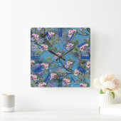 Jacaranda Spring Blooms herhalen patronen Vierkante Klok (Huis)