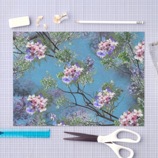 Jacaranda Spring Blooms herhalen patroonkoppeling Tissuepapier (Craft)