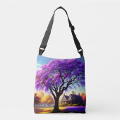 Jacaranda Tree Boerderij House, Crossbody Bag Crossbody Tas (Voorkant)