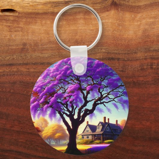 Jacaranda Tree Boerderij House, Keyring Sleutelhanger (Achterkant)