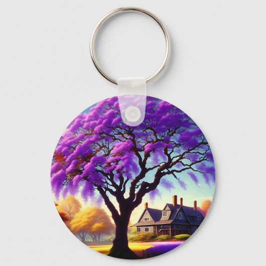 Jacaranda Tree Boerderij House, Keyring Sleutelhanger (Achterkant)