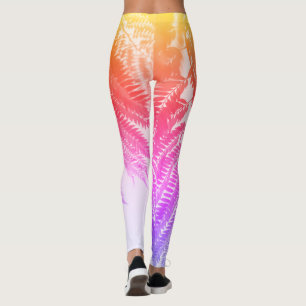 Jacaranda Tree laat Leggings van regenboogkleuren 