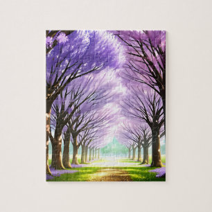 Jacaranda Tree Lane Oil Art, puzzel