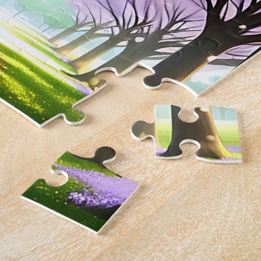 Jacaranda Tree Lane Oil Art, puzzel Legpuzzel (Zijkant)