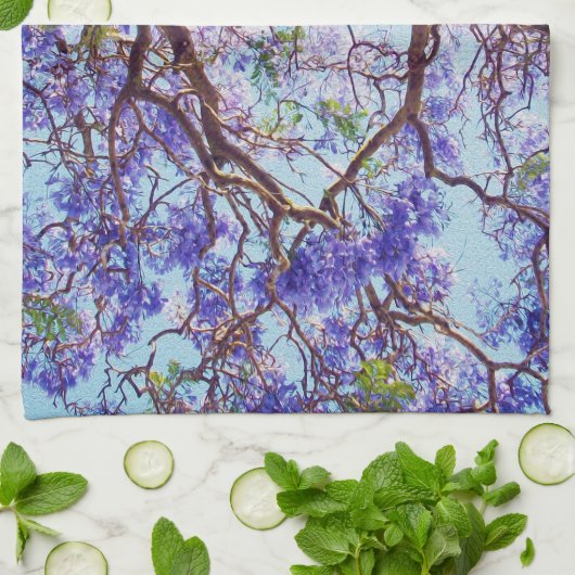 Jacaranda Tree Oil Paint, Dish Towel Theedoek (Gevouwen)