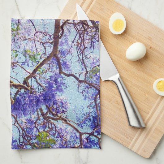 Jacaranda Tree Oil Paint, Dish Towel Theedoek (Quarter Fold)