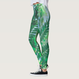 Jacarandaboom Bladeren Groene Kleuren Leggings