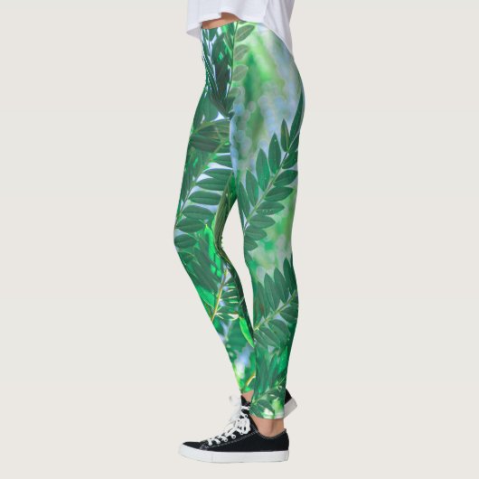 Jacarandaboom Bladeren Groene Kleuren Leggings (Links)